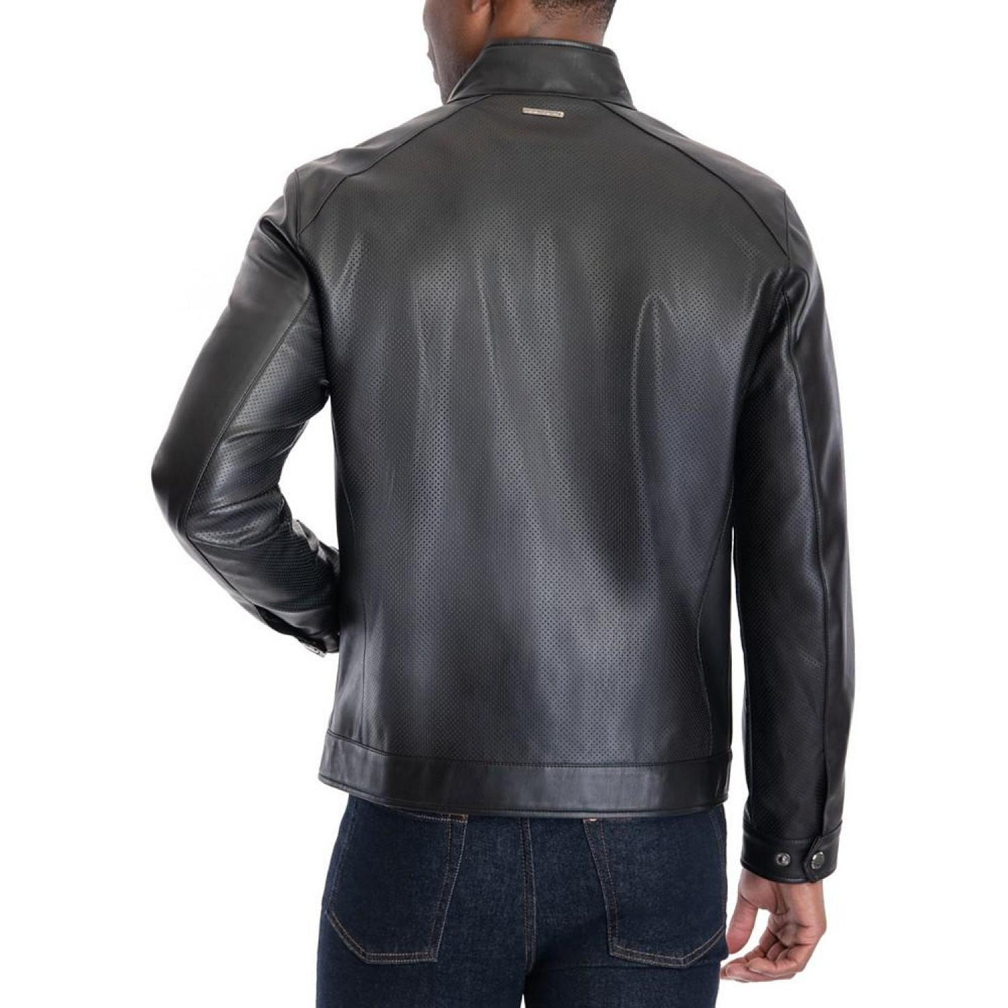 Men's Perforated Faux Leather Moto Jacket, Created for Macy's