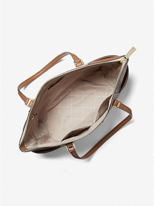 Charlotte Large Logo and Leather Top-Zip Tote Bag