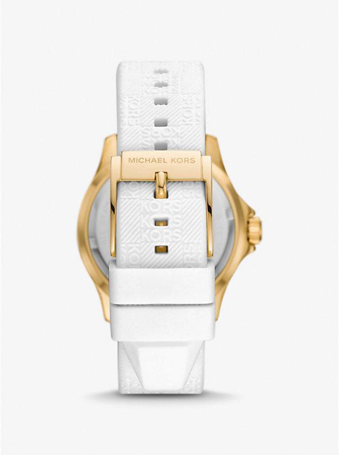 Oversized Slim Everest Pavé Gold-Tone and Embossed Silicone Watch
