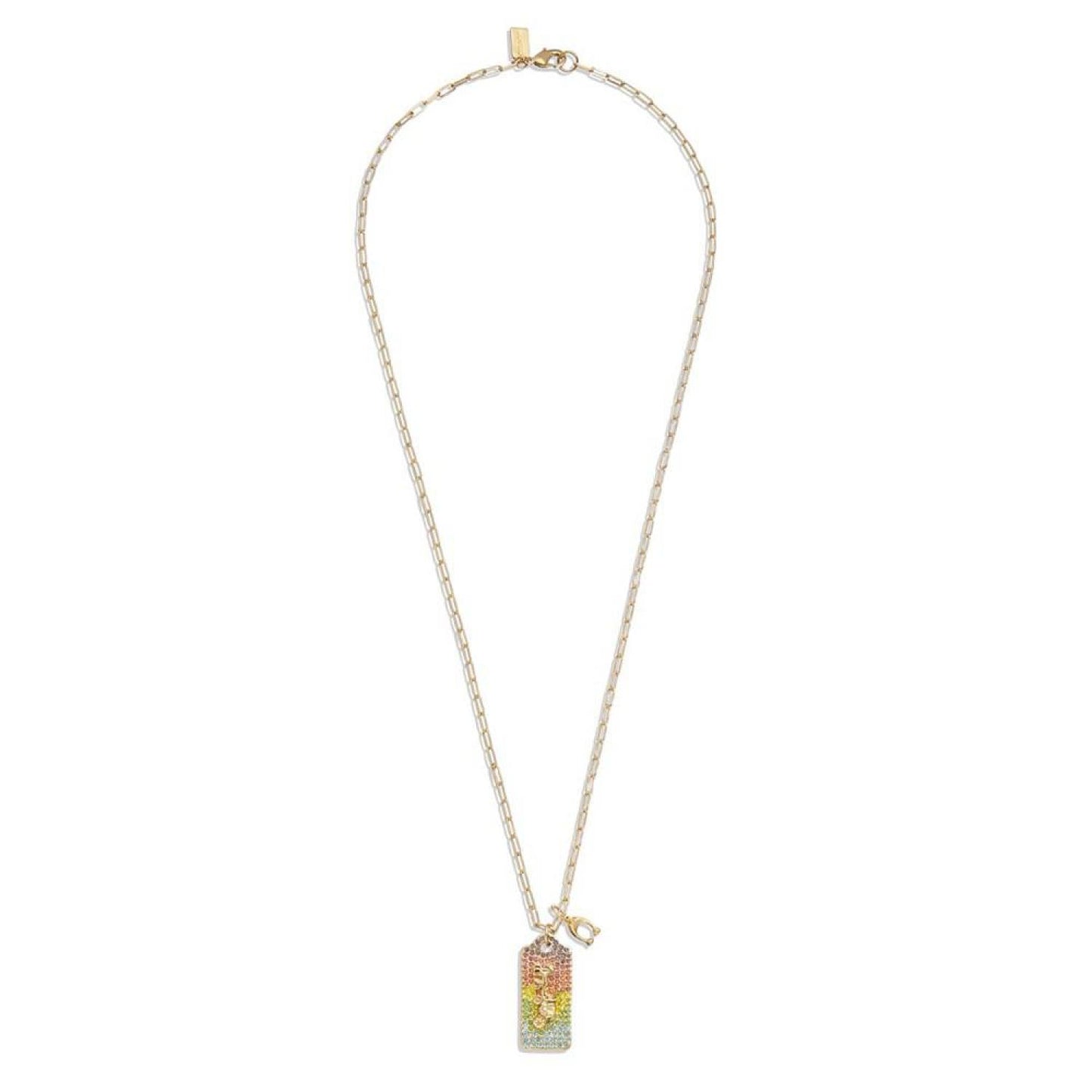 Faux Stone Signature Pave Tag Pendant Necklace