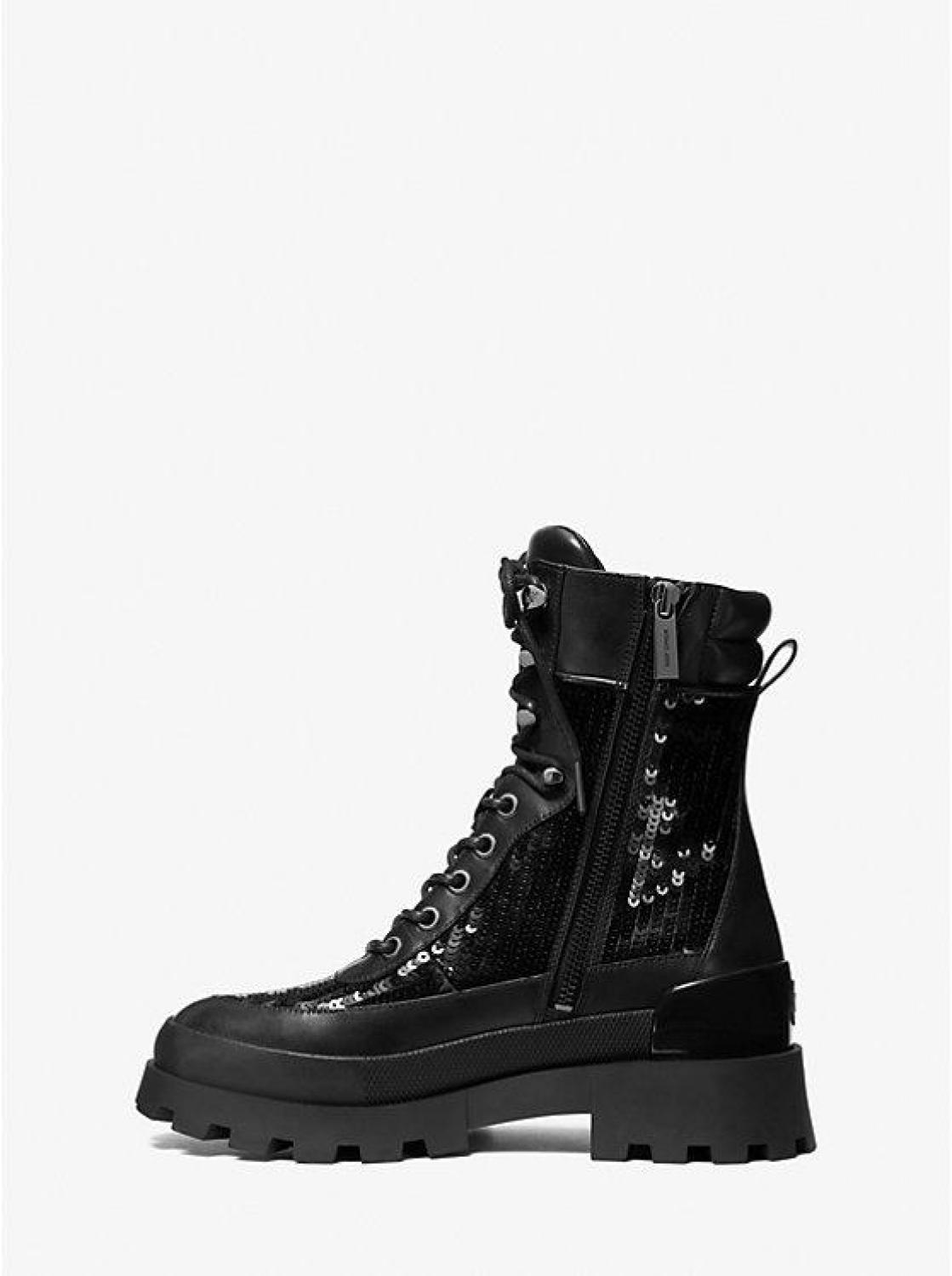 Rowan Embellished Leather Lace-Up Boot