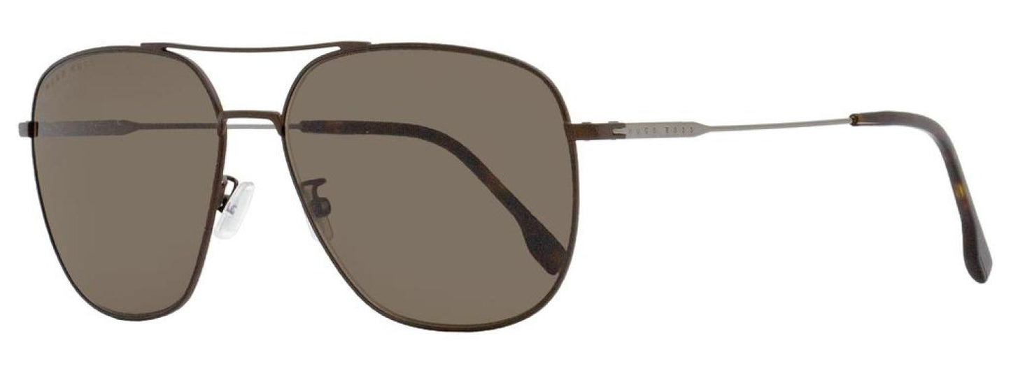 Hugo Boss Men's Pilot Sunglasses B1218FSK 1OT70 Brown Ruthenium 62mm