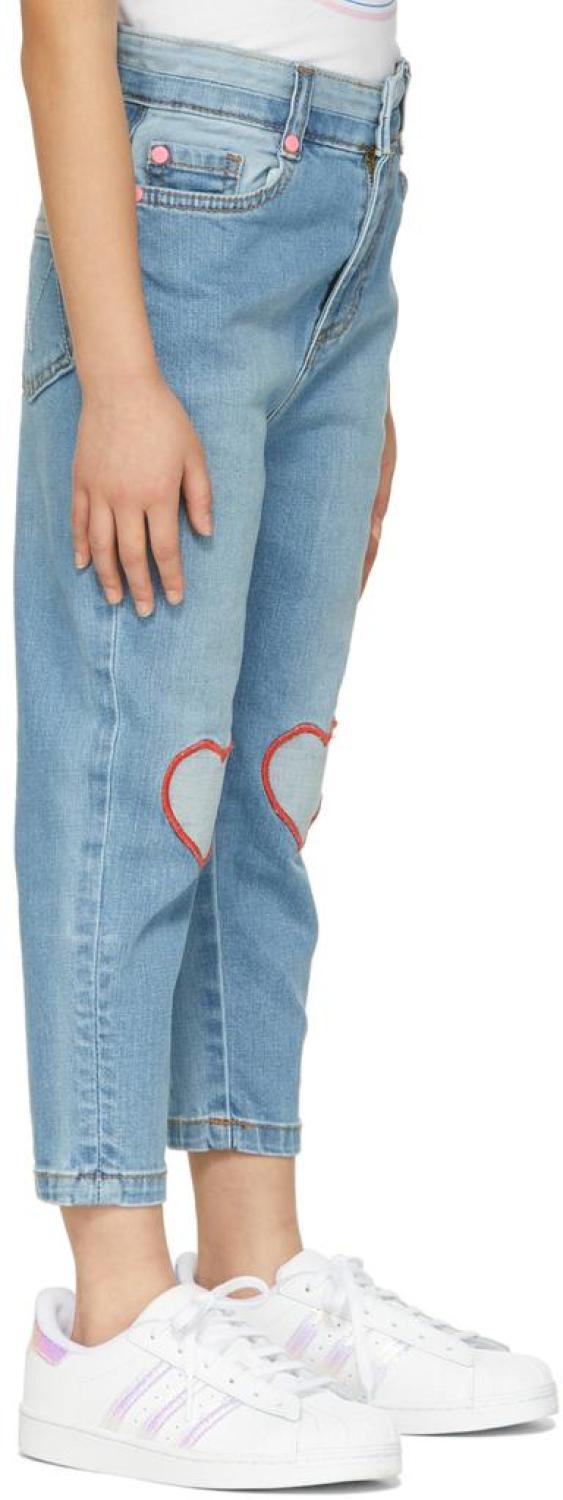 Kids Blue Heart Patch Jeans