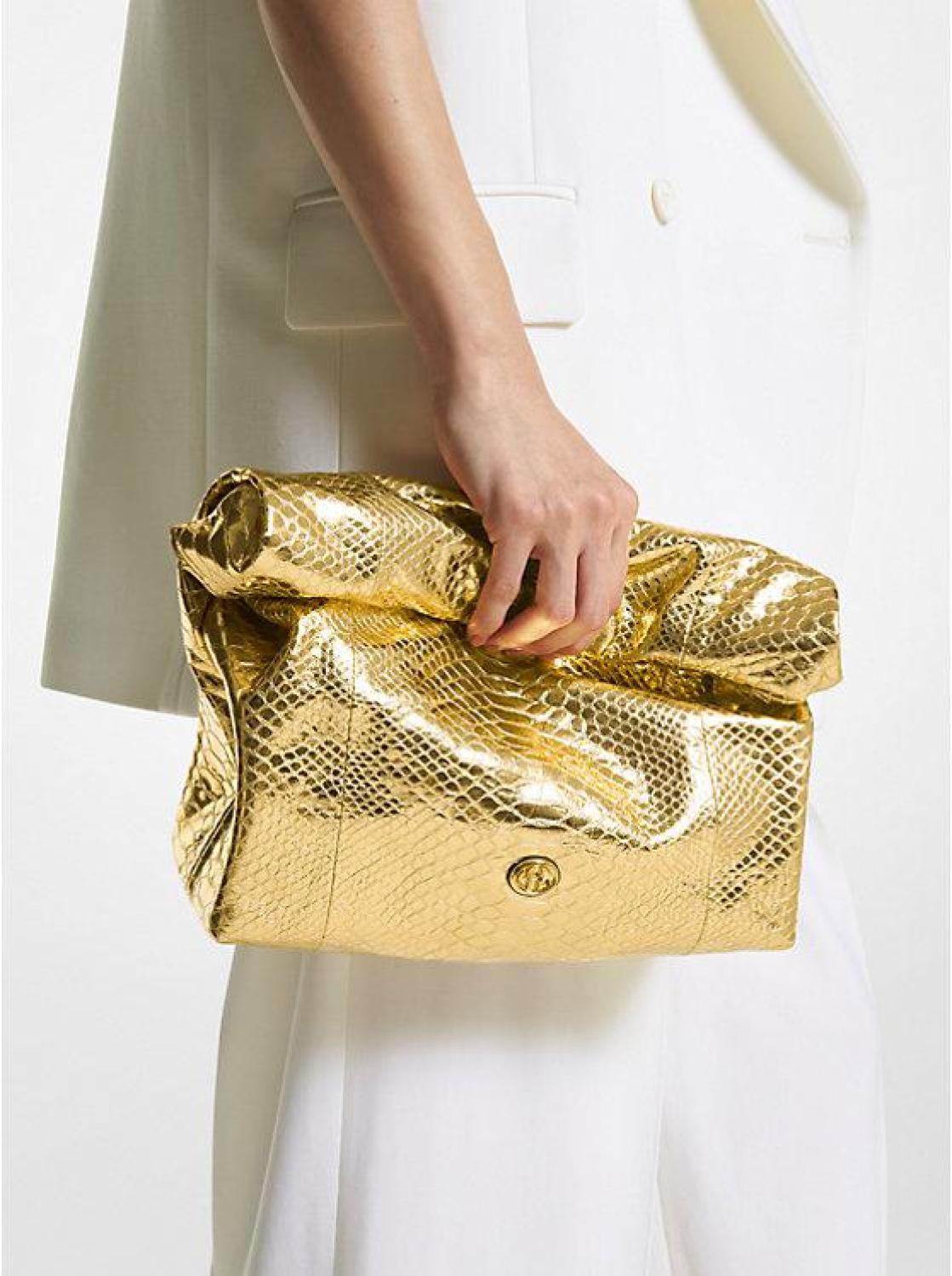 Monogramme Medium Metallic Python Embossed Leather Lunch Box Clutch