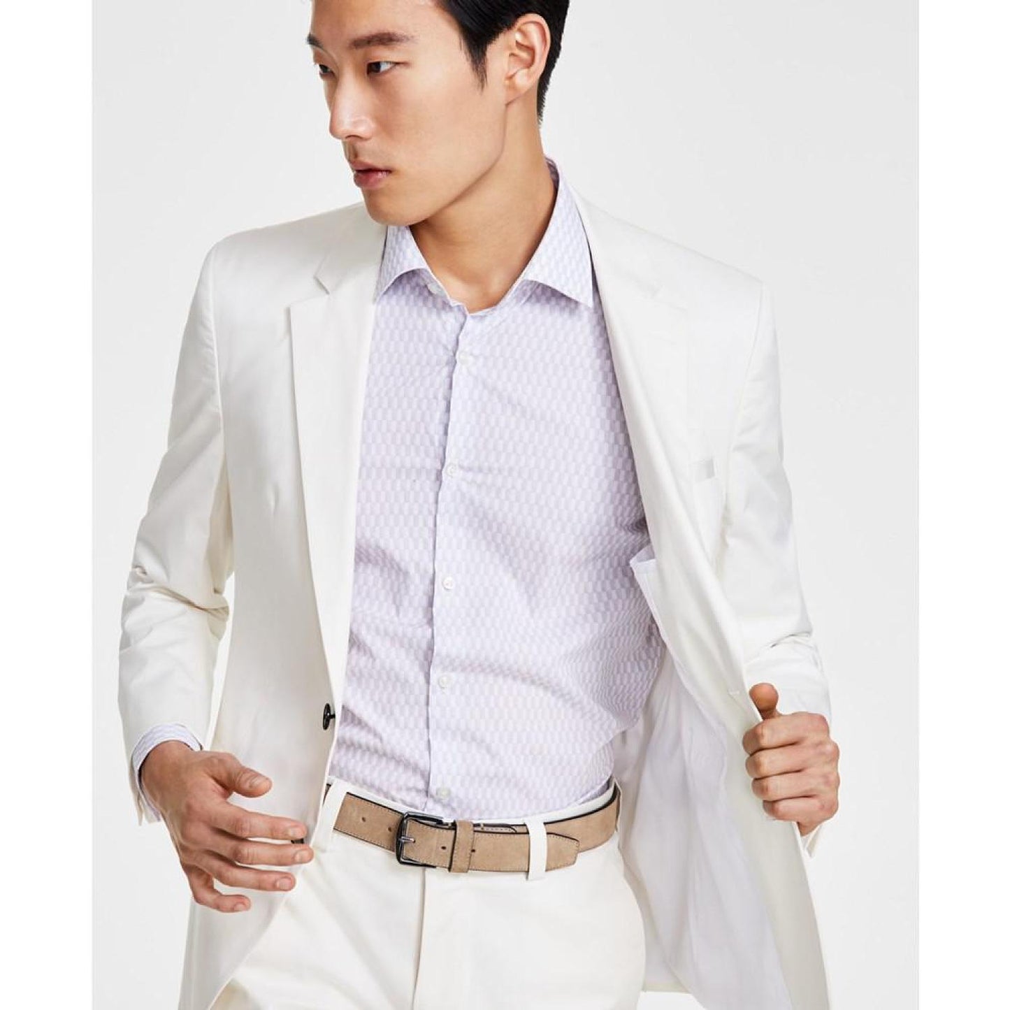 Hugo Boss Men's Modern Fit White Superflex Suit Jacket