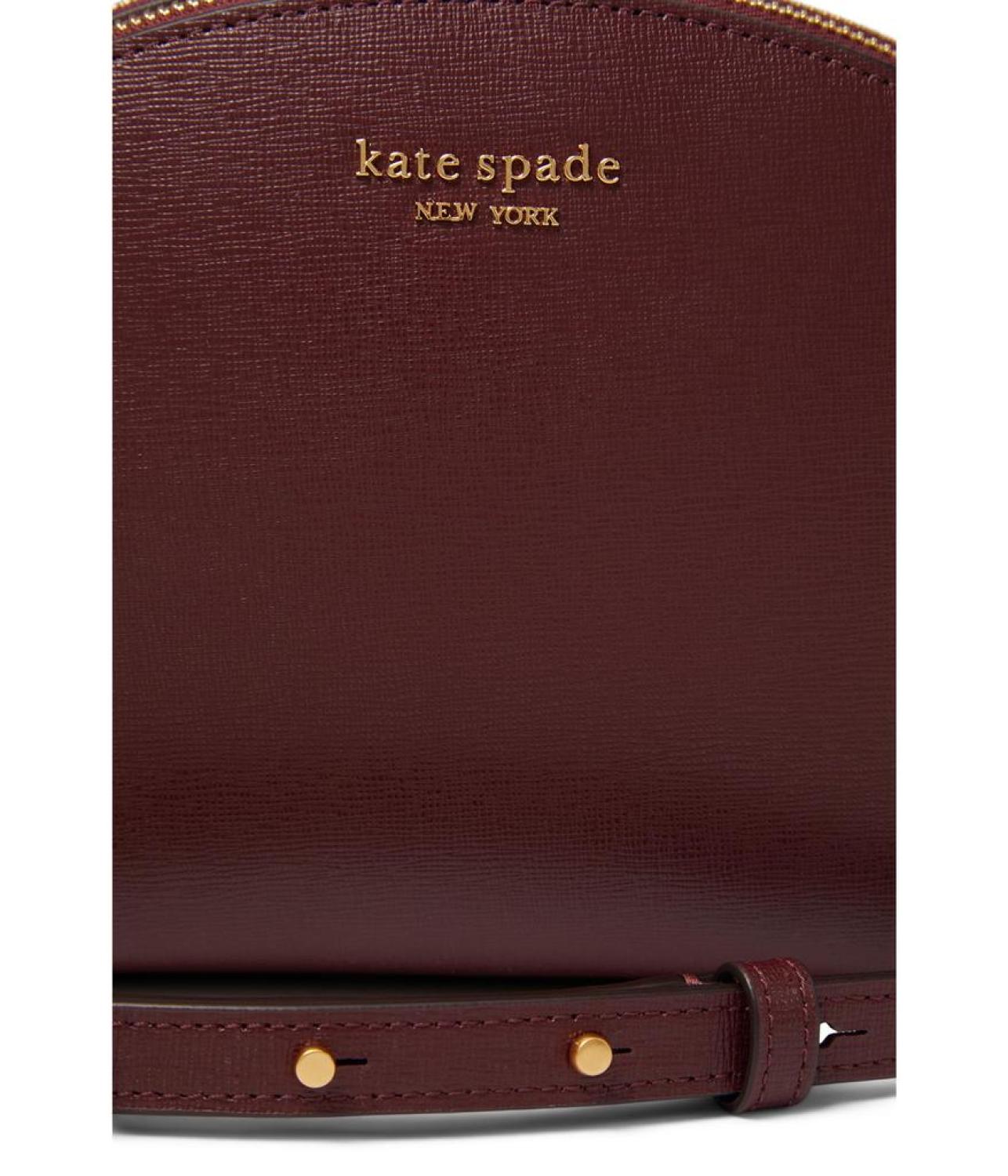 Morgan Saffiano Leather Double Zip Dome Crossbody