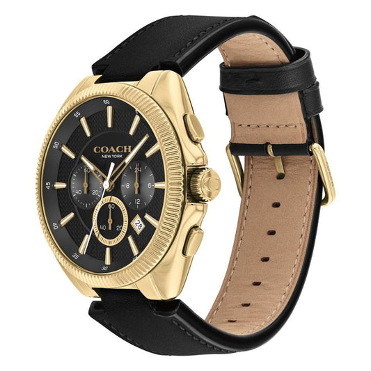 Men's Jackson Black Leather Strap Watch 45mm