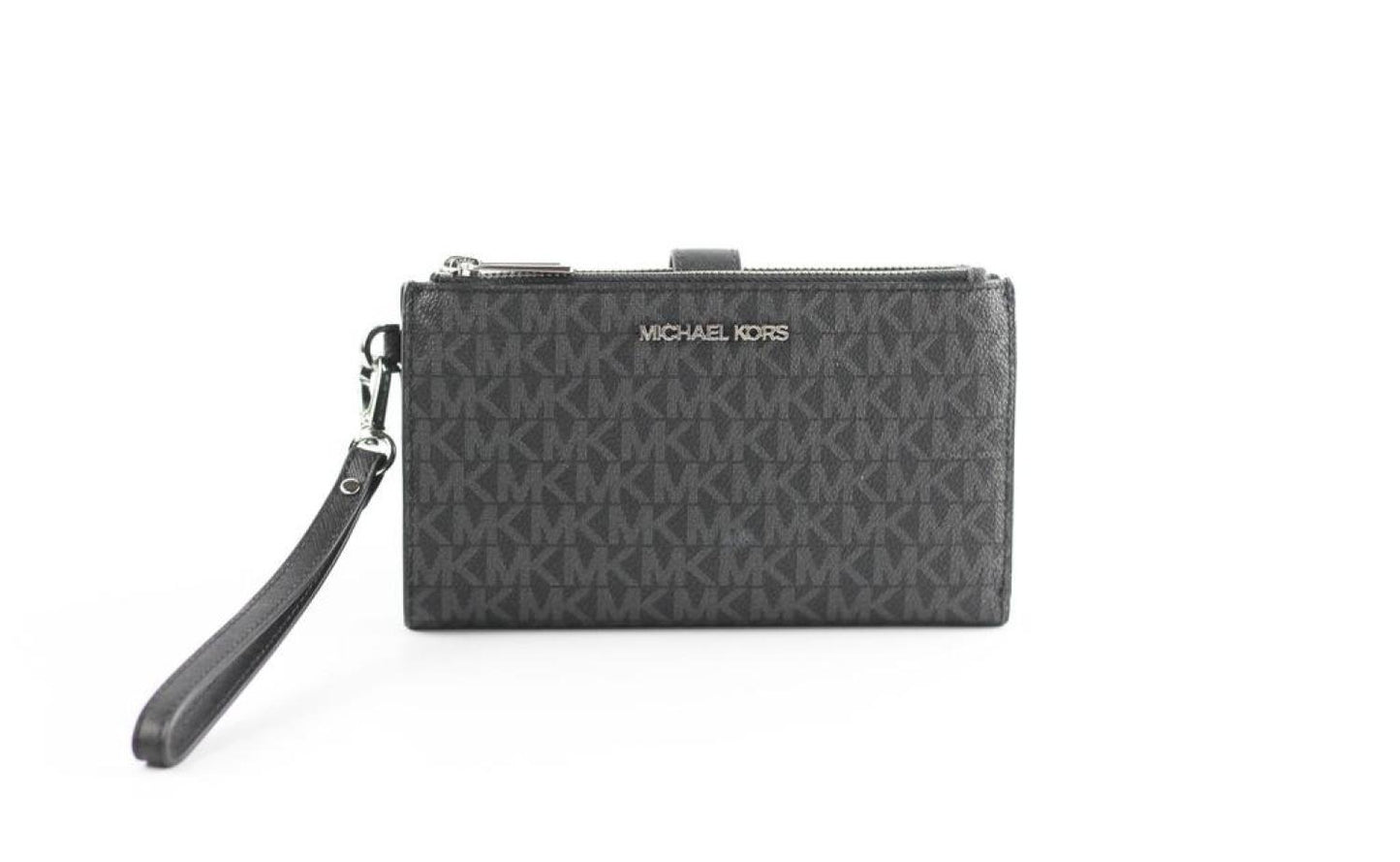 Michael Kors Jet Set Travel Leather Logo Large Double Zip Wristlet Women's Wallet