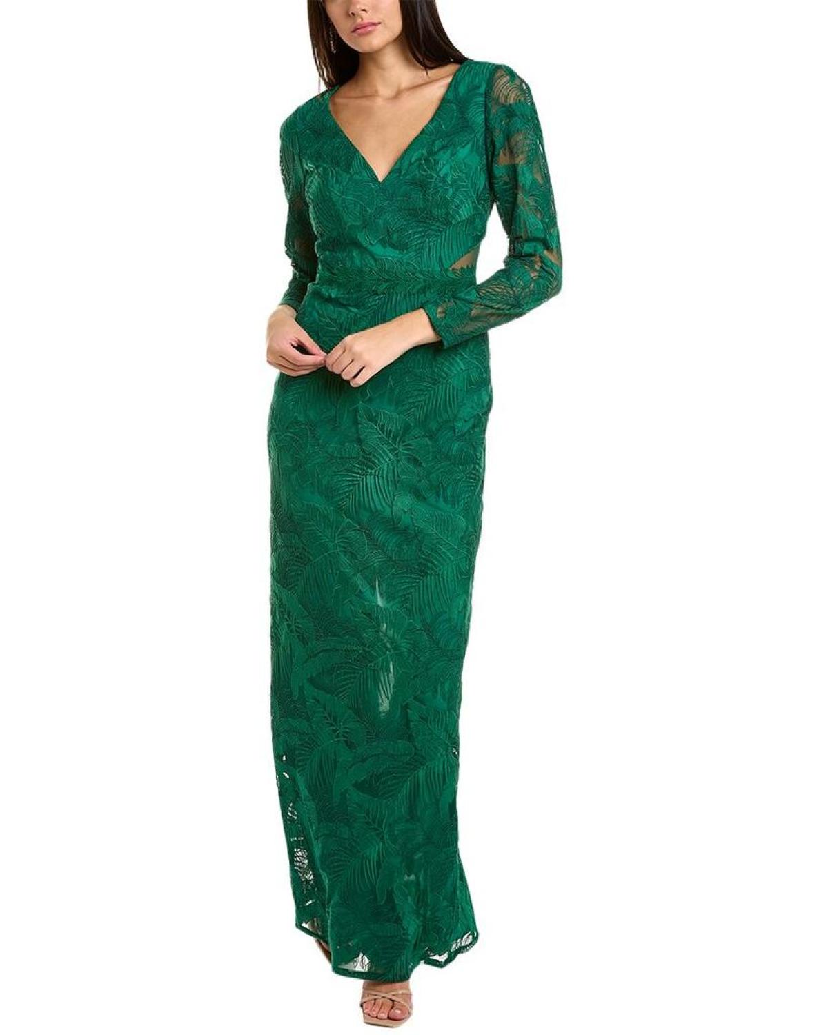 Marchesa Notte Embroidered Lace Gown