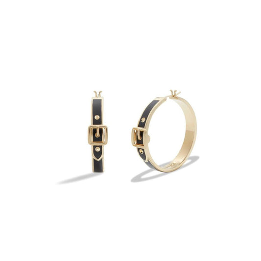 Enamel Buckle Hoop Earrings