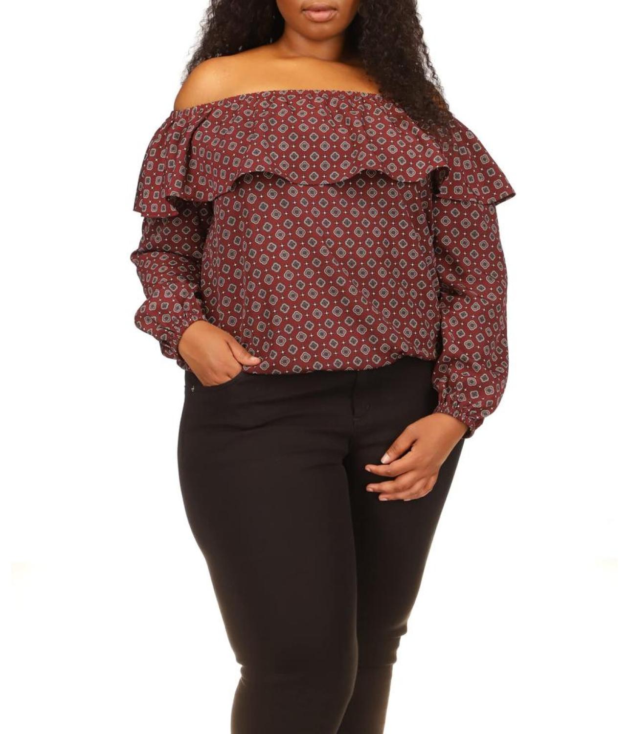 Off shoulder peasant top deals