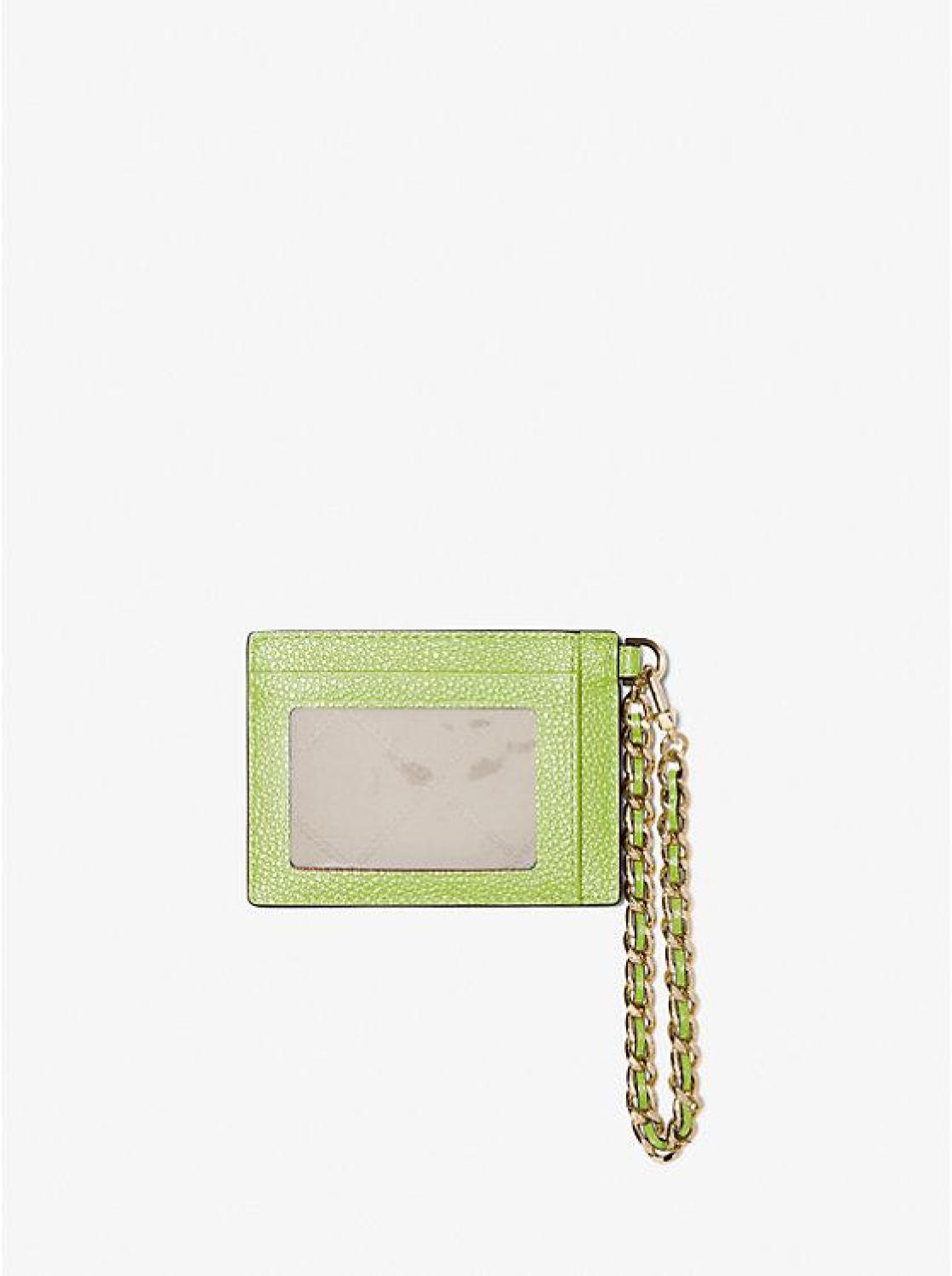 Small Pebbled Leather Chain Card Case