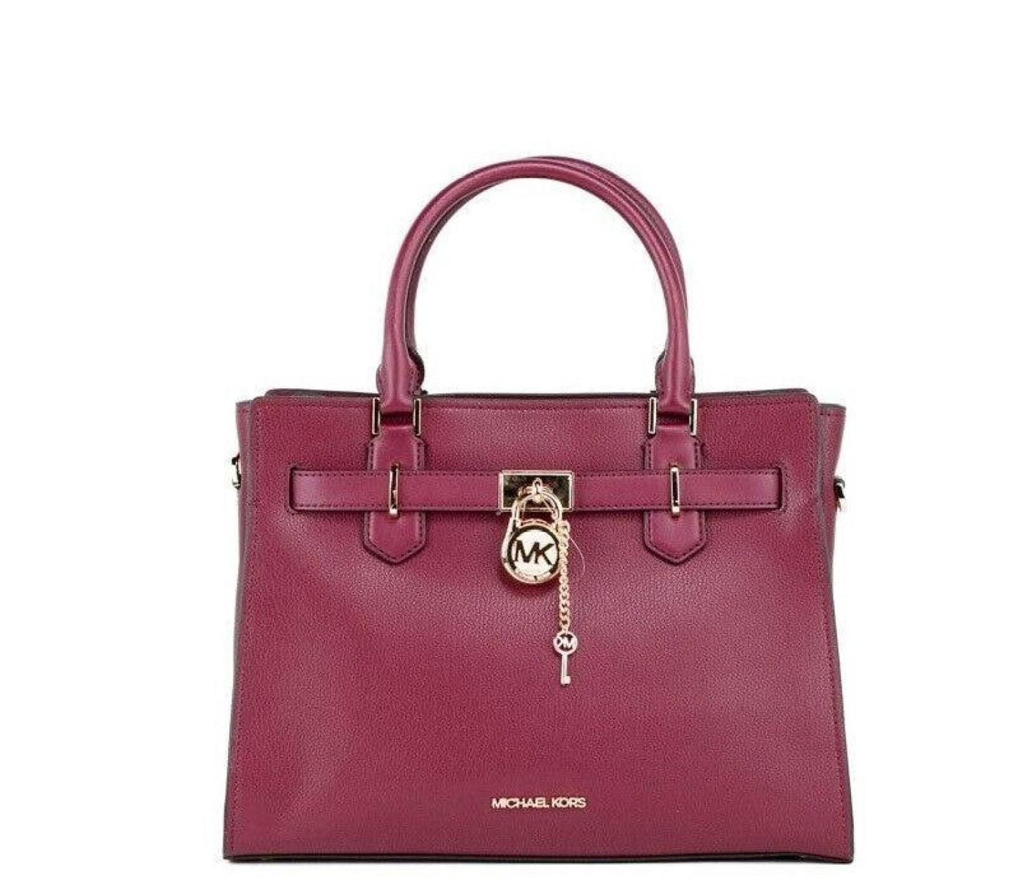 Michael Kors Hamilton Mulberry Grained Leather Satchel Crossbody Handbag Women's Purse