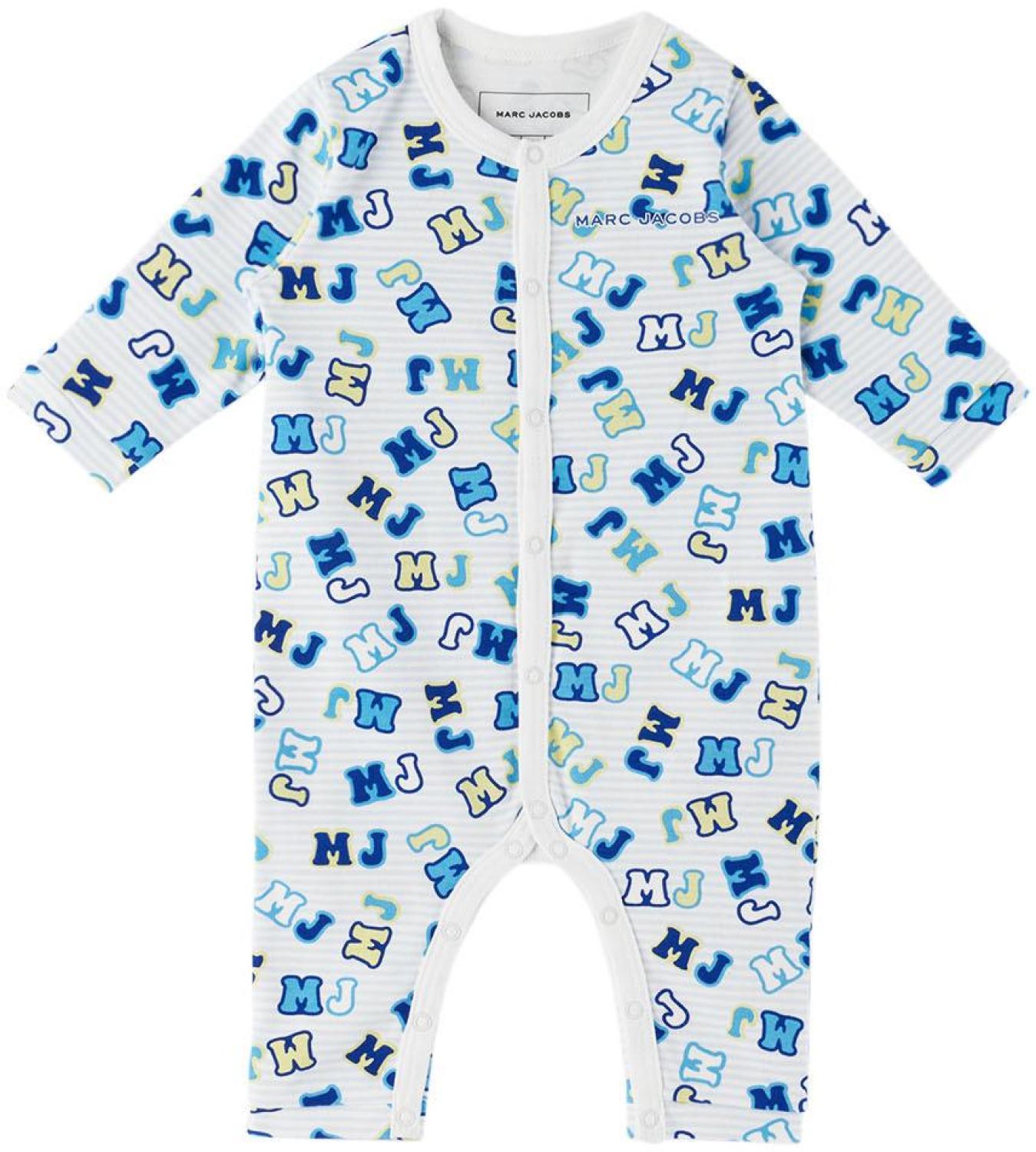 Baby White & Blue Striped Jumpsuit