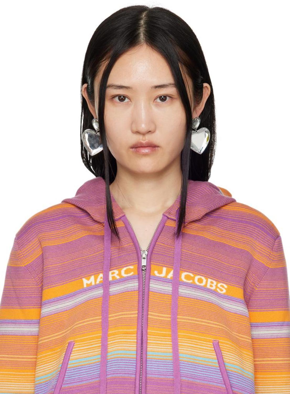 Silver Crystal Double Heart Earrings