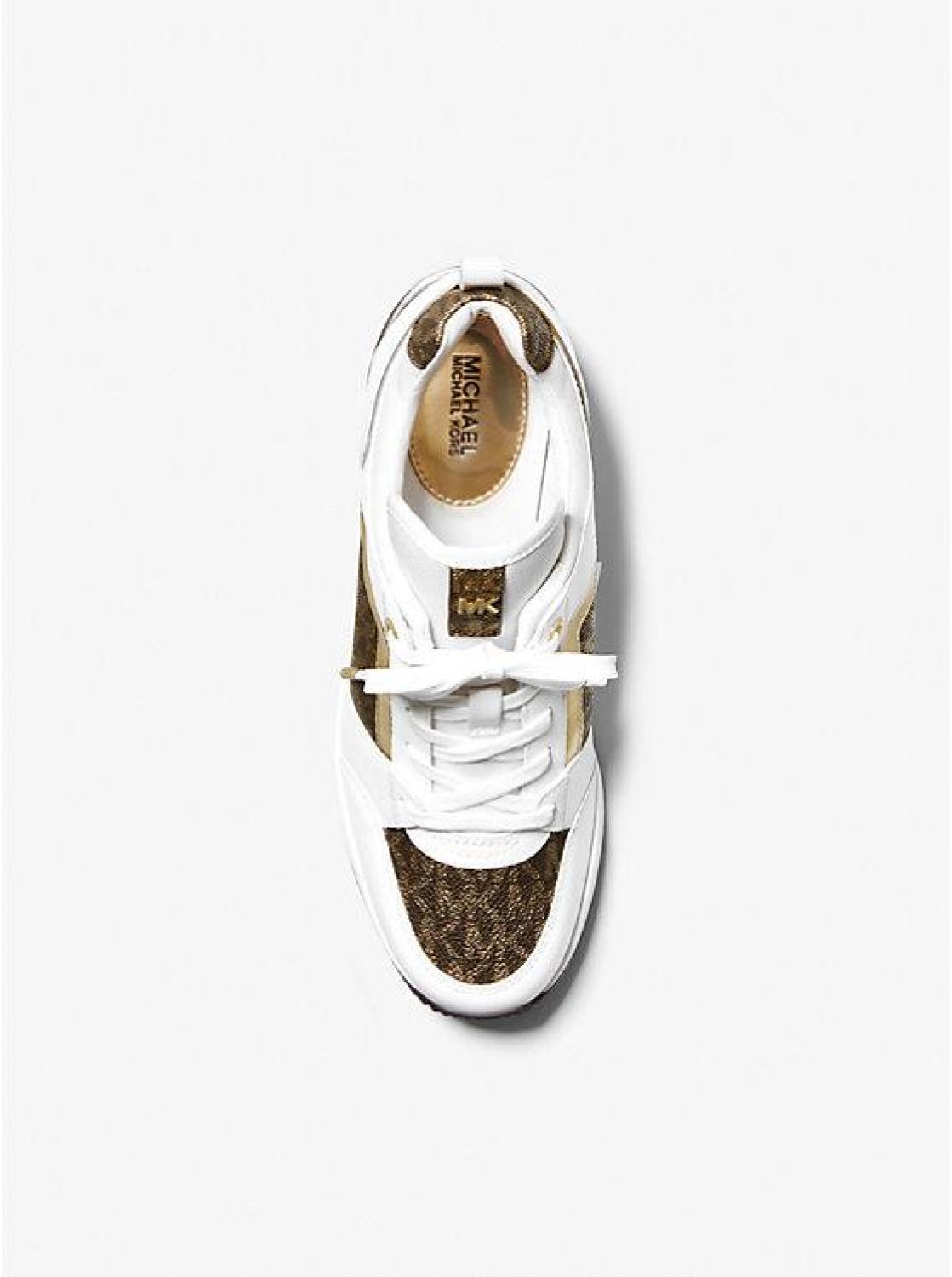 Georgie Metallic Logo and Leather Trainer