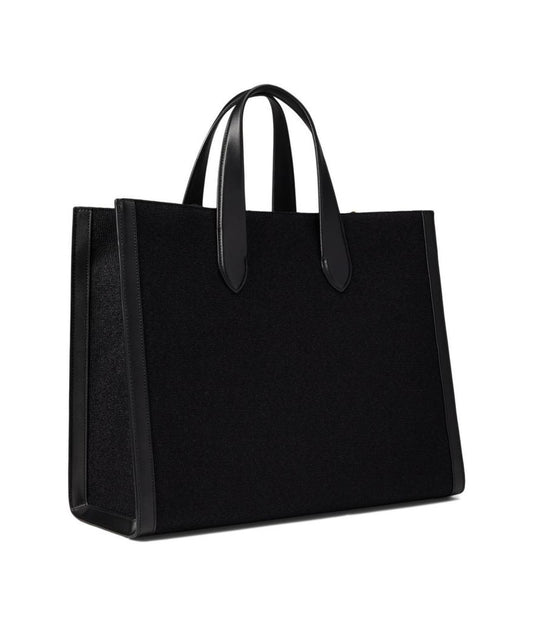 Manhattan Lady Leopard Embroidered Fabric Large Tote