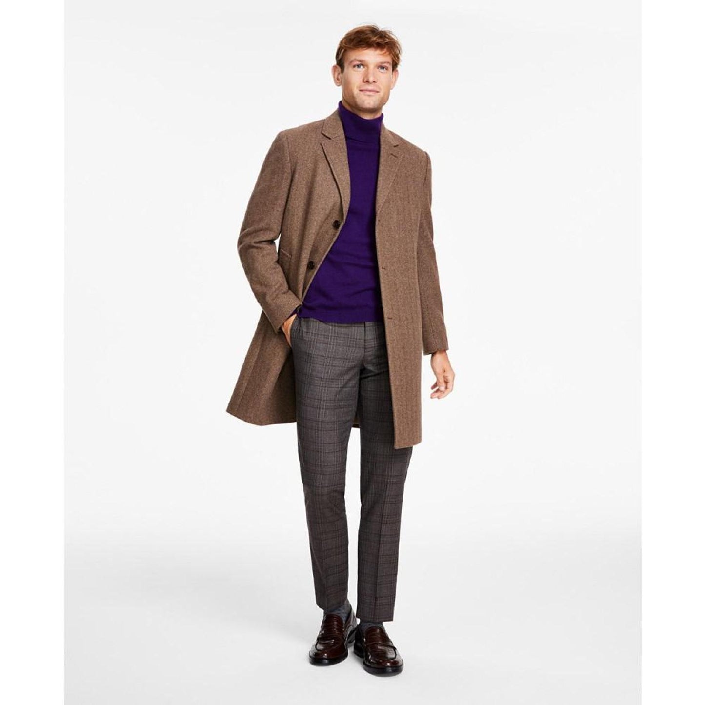 Men's Classic-Fit Herringbone Overcoat