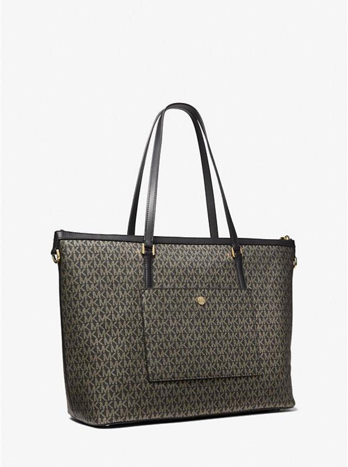 Heritage Large Metallic Logo Top-Zip Tote Bag