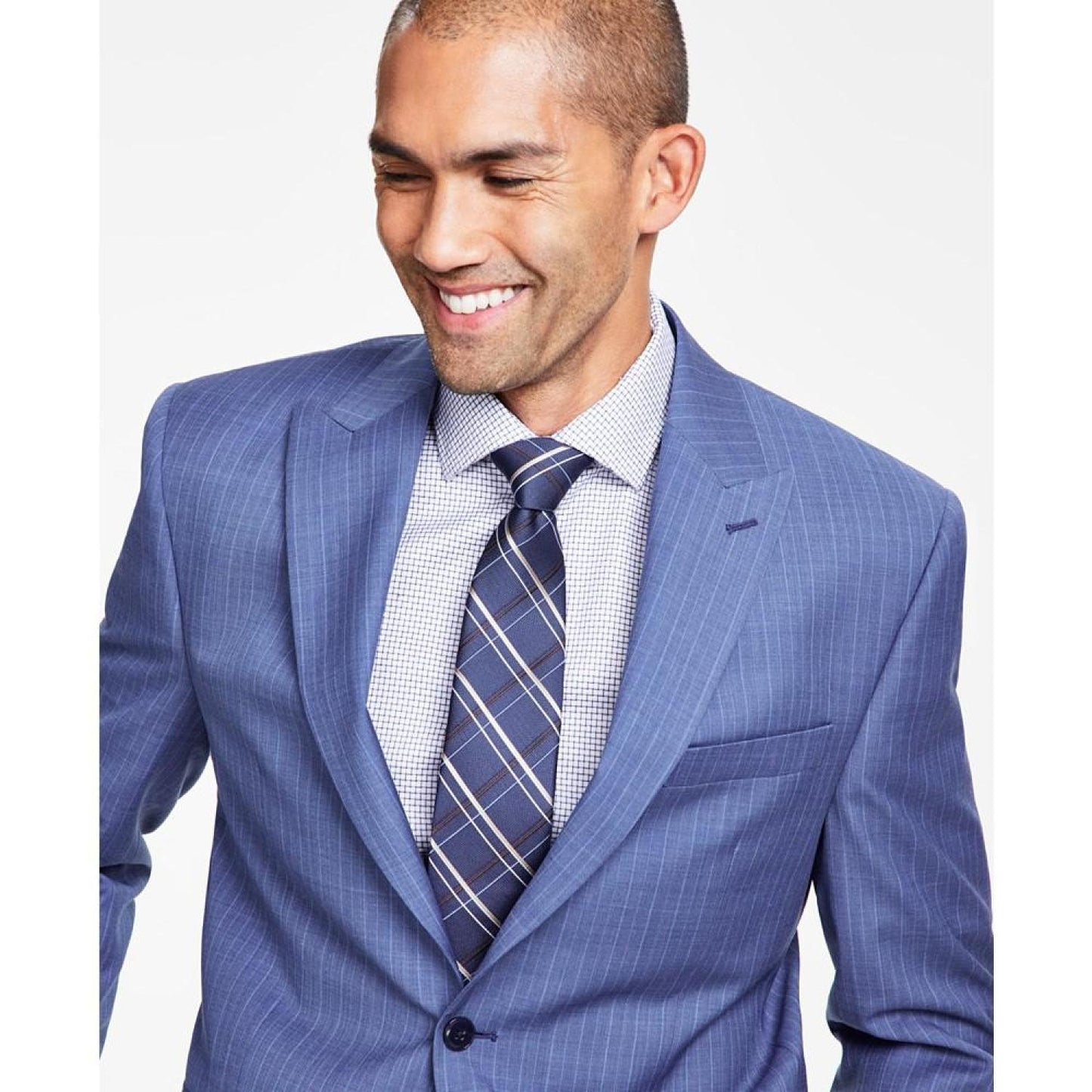 Men's Classic-Fit Pinstripe Wool Stretch Suit Jacket