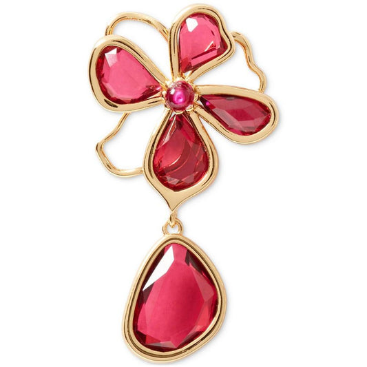 Gold-Tone Color Flower Drop Earrings