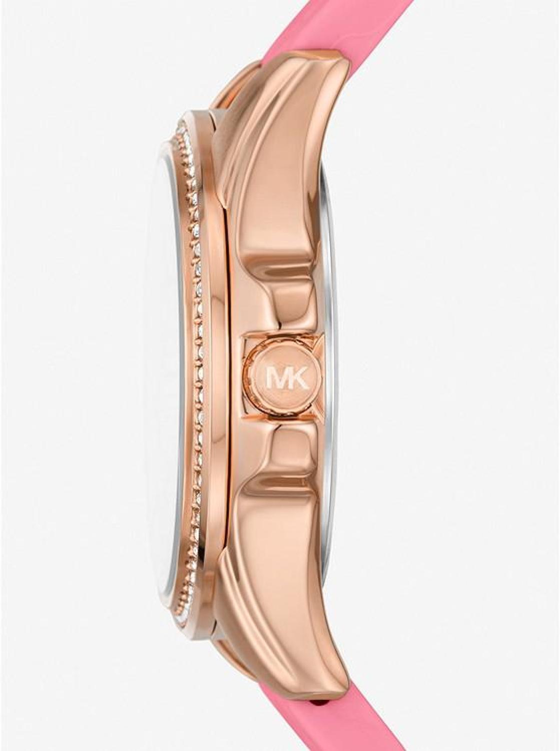 Mini Pilot Pavé Rose Gold-Tone and Logo Silicone Watch