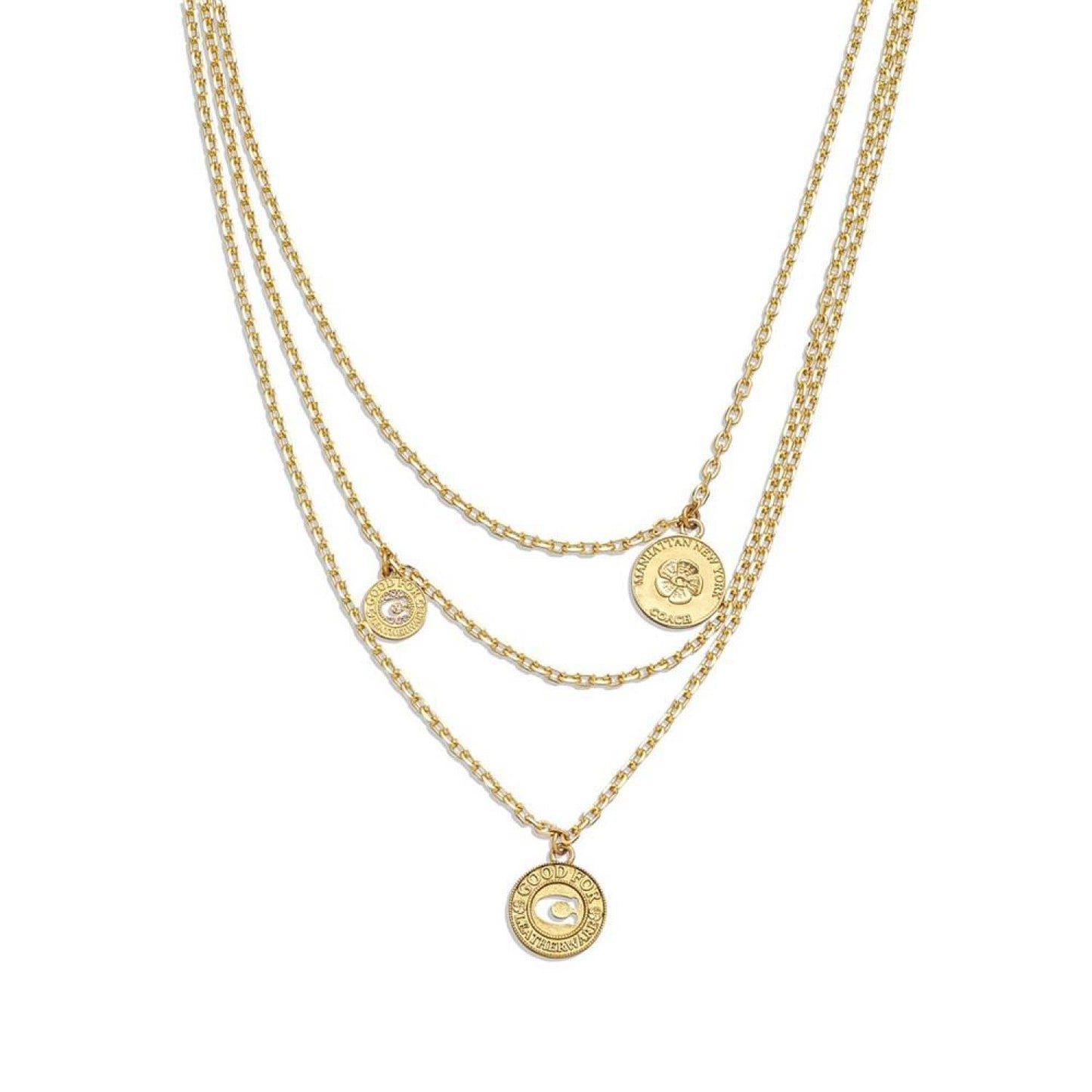 Faux Stone Signature Coin Layered Necklace