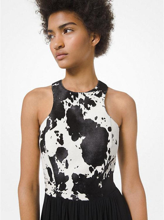 Pony Print Calf Hair and Georgette Jersey Gown
