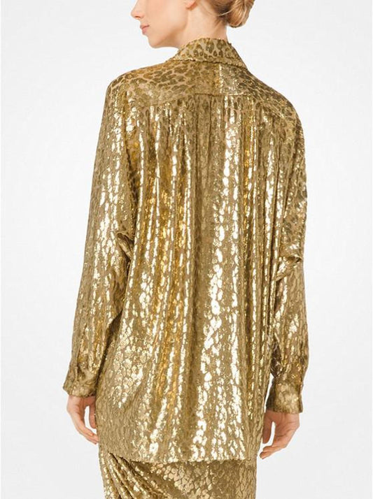 Cheetah Metallic Fil Coupé Blouse