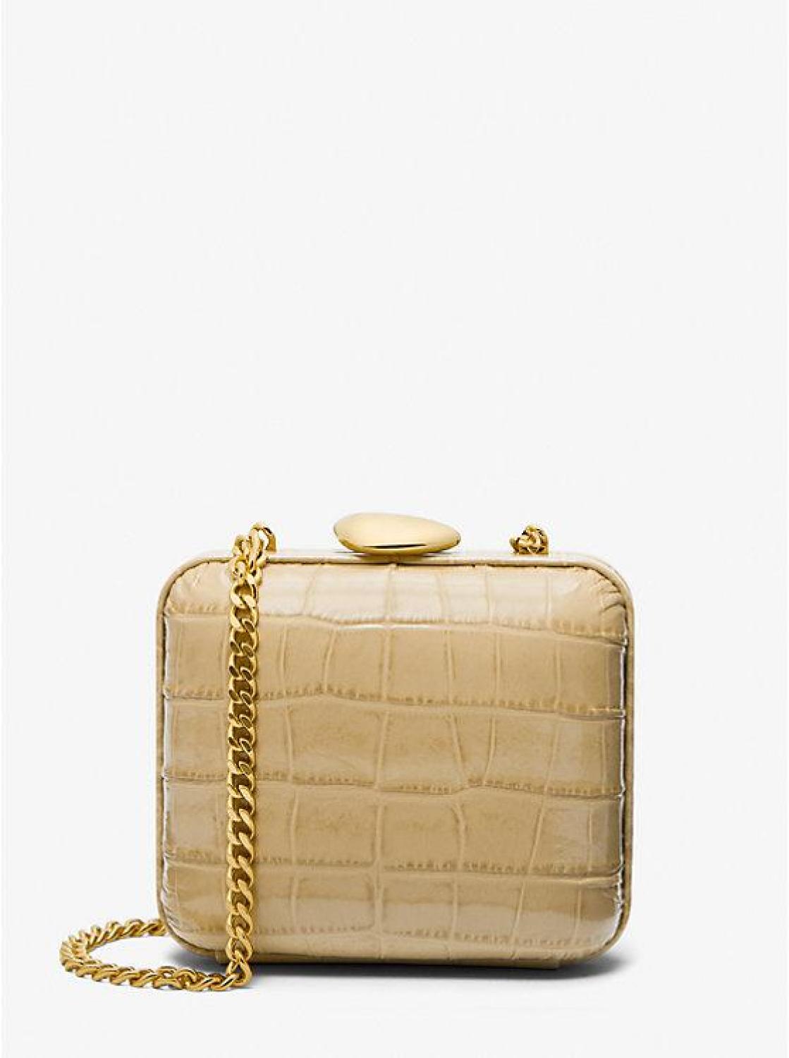 Tina Mini Crocodile Embossed Leather Minaudiere