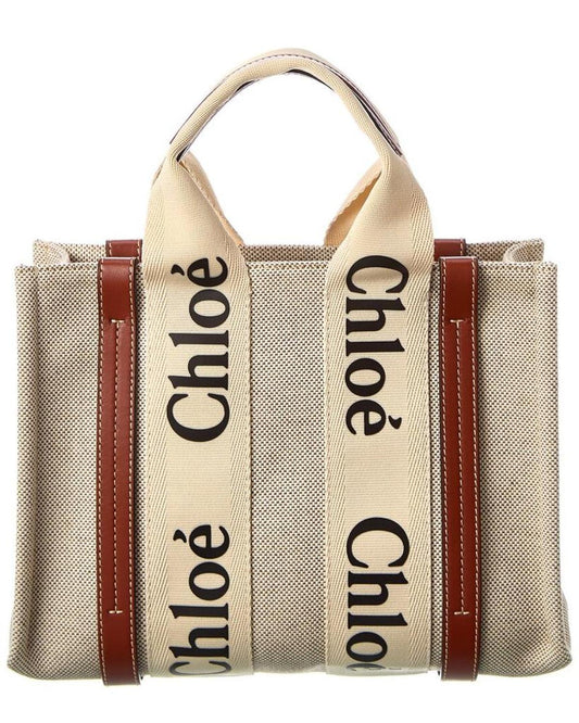 Chloé Woody Small Canvas & Leather Tote