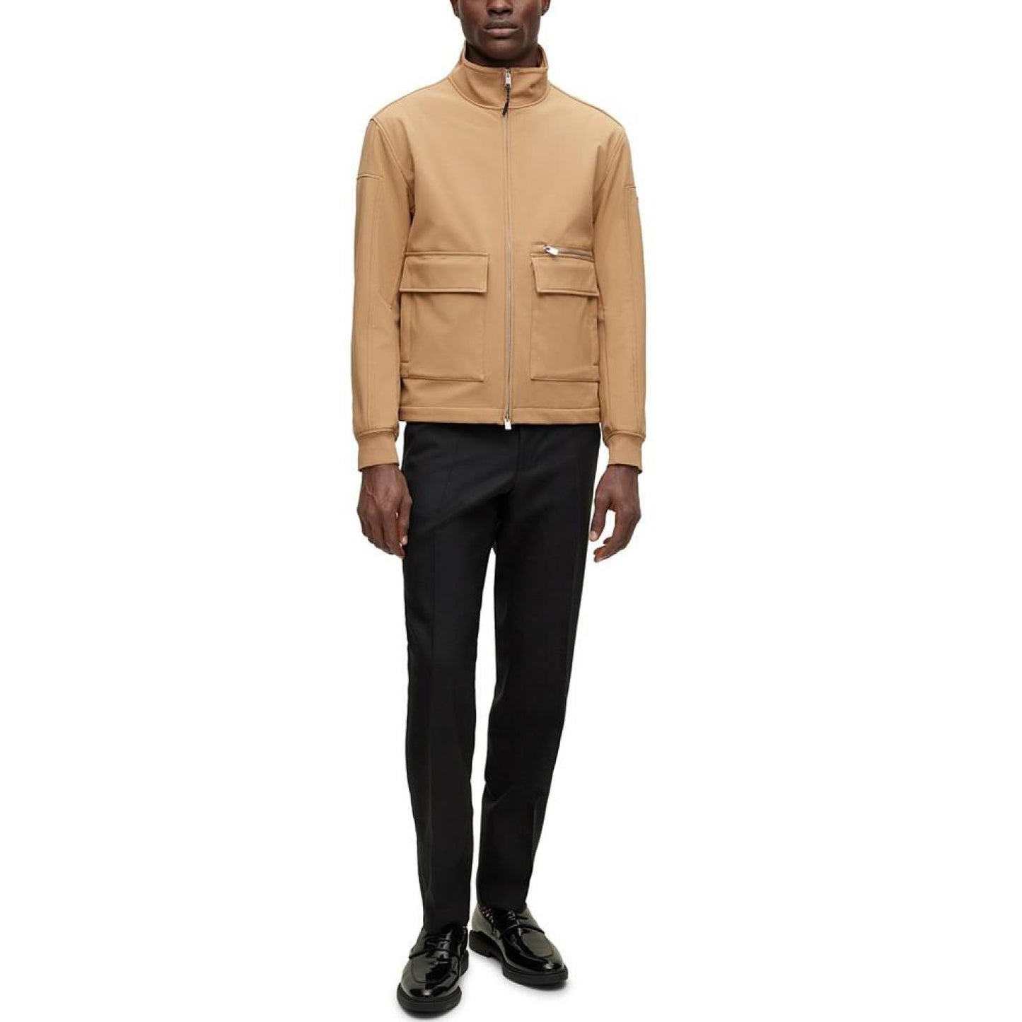 Men's Water-Repellent Softshell Logo Patch Jacket