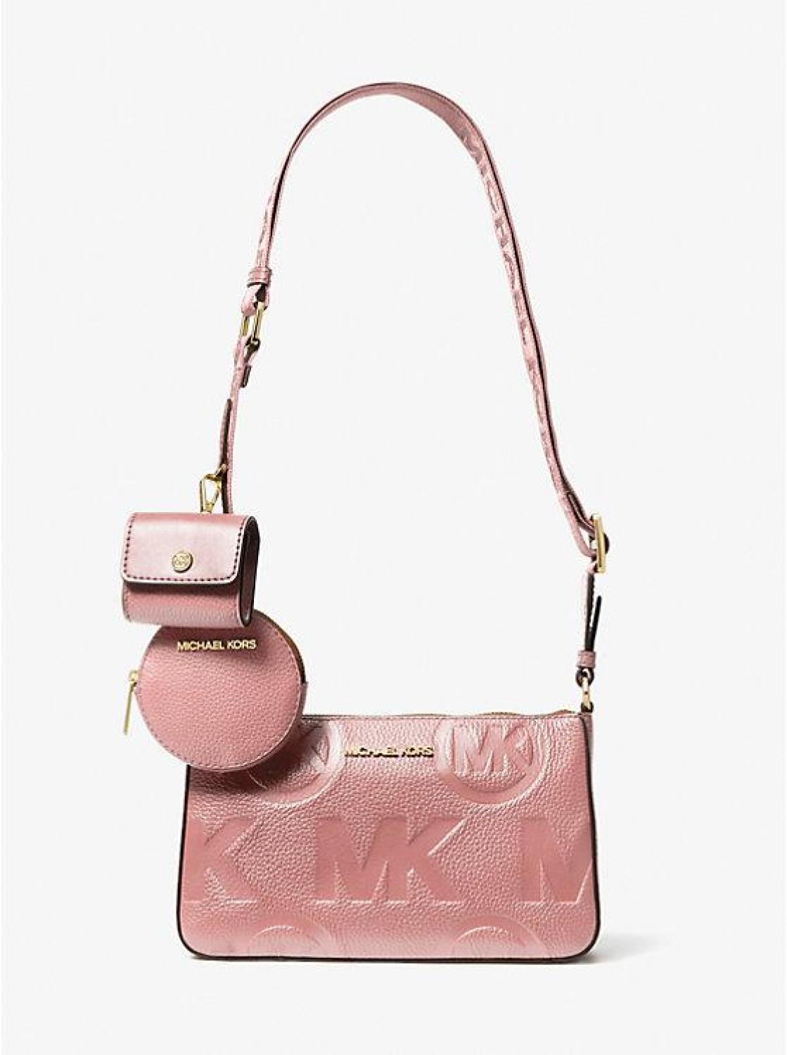 Jet Set Logo Embossed Leather Crossbody Bag with Case for Apple Airpods Pro®
