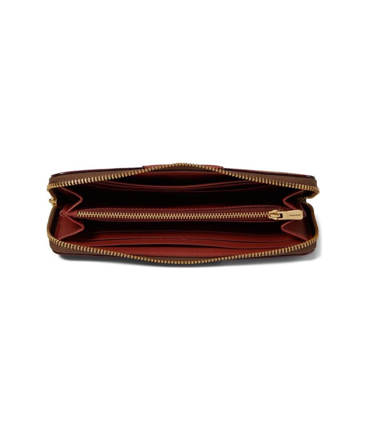 Color-Block Coated Canvas Signature Slim Accordion Zip
