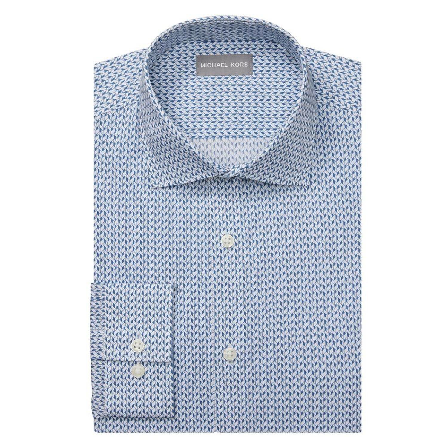 michael kors airsoft stretch dress shirt Michael Kors Regular Fit Airsoft Stretch White Dot Button Down Dress Shirt XL