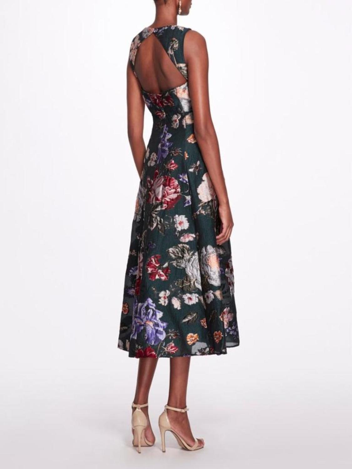 Floral Fil Coupà Tea-length Gown
