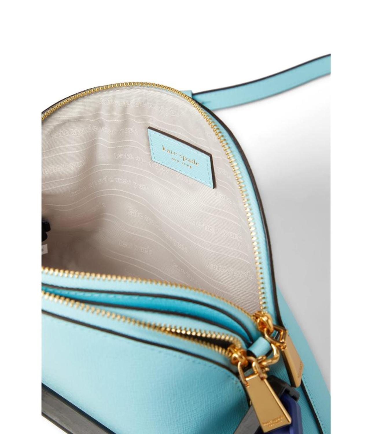 Morgan Saffiano Leather Double Zip Dome Crossbody