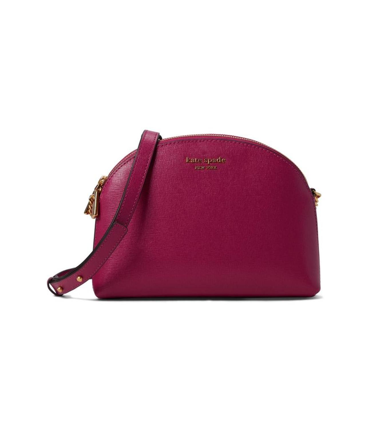 Morgan Saffiano Leather Double Zip Dome Crossbody