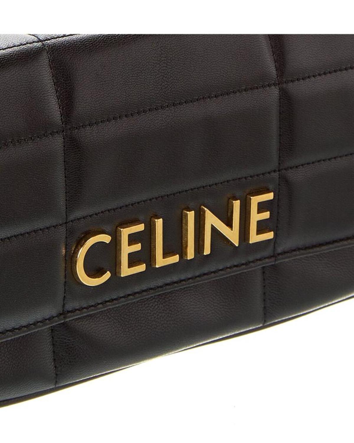 CELINE Monochrome Quilted Leather Shoulder Bag