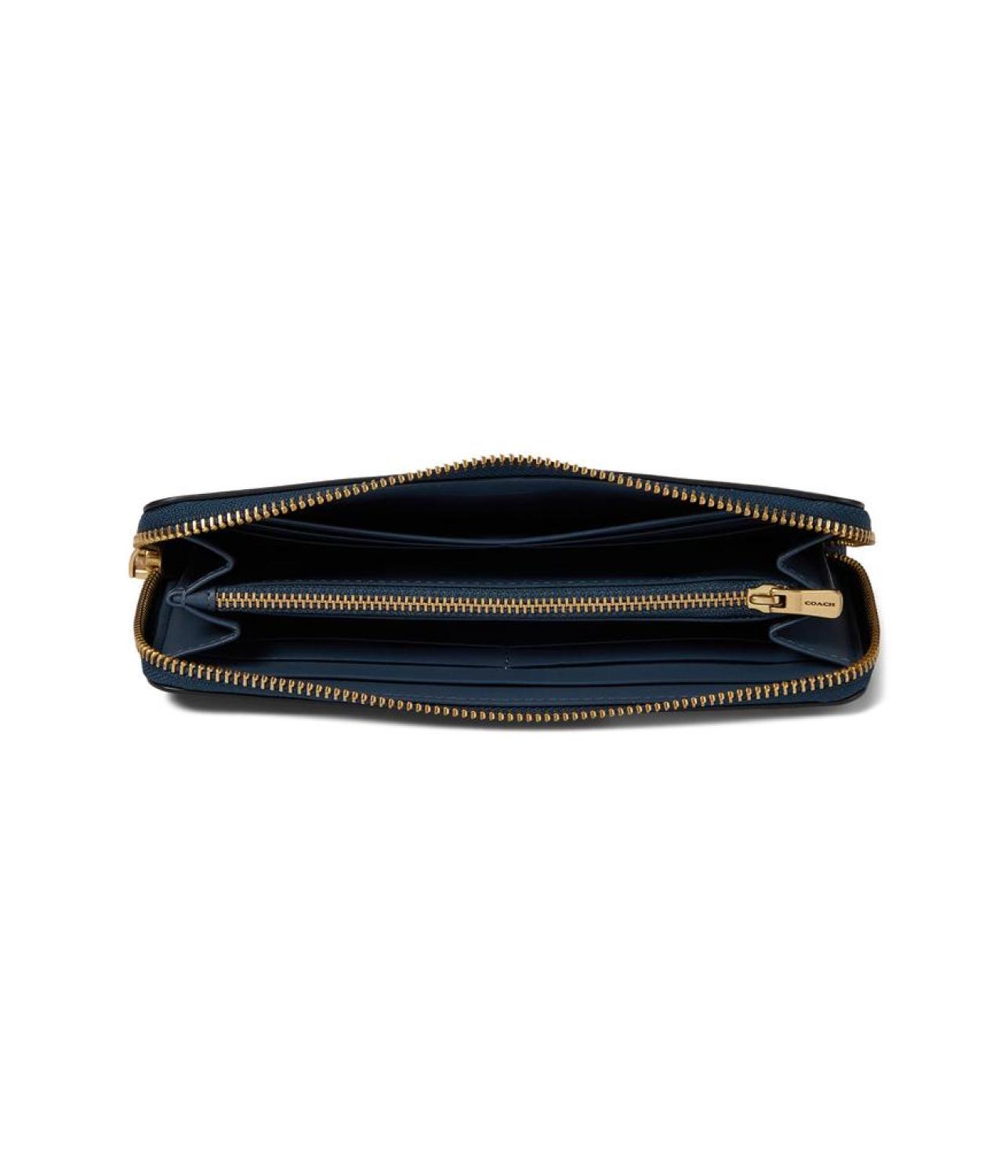 Smooth Leather Slim Accordion Zip