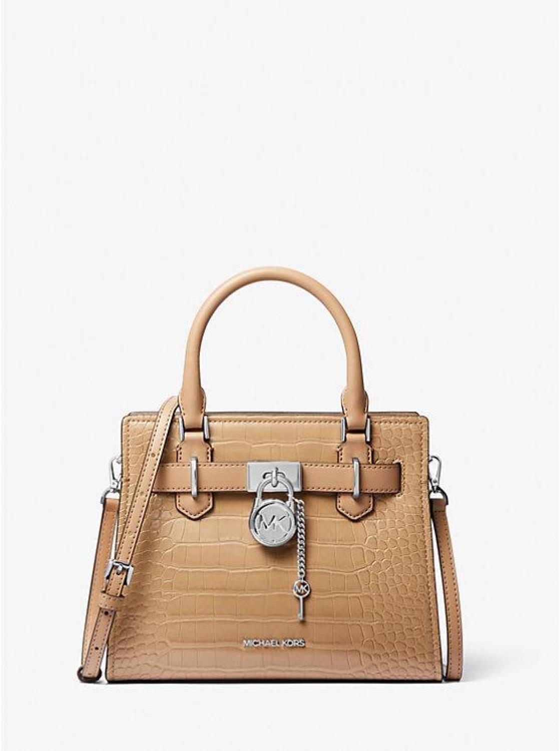 Hamilton Small Crocodile Embossed Faux Leather Satchel