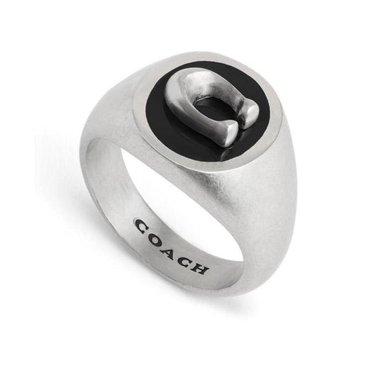 Men's Sterling Silver Enamel Signature C Signet Ring