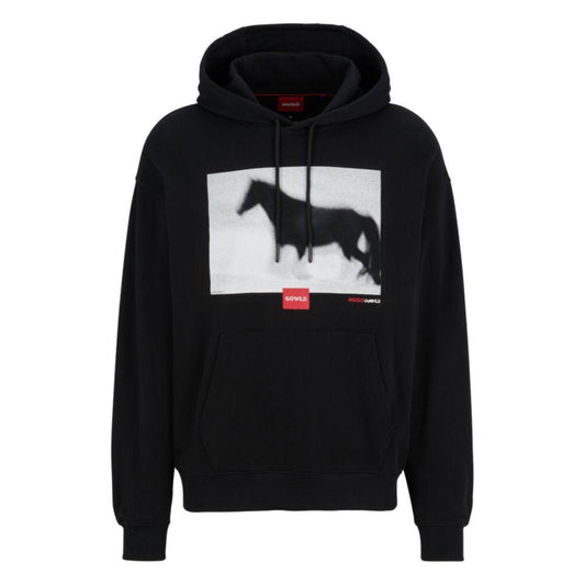 Relaxed-fit hoodie with horse graphic and branding