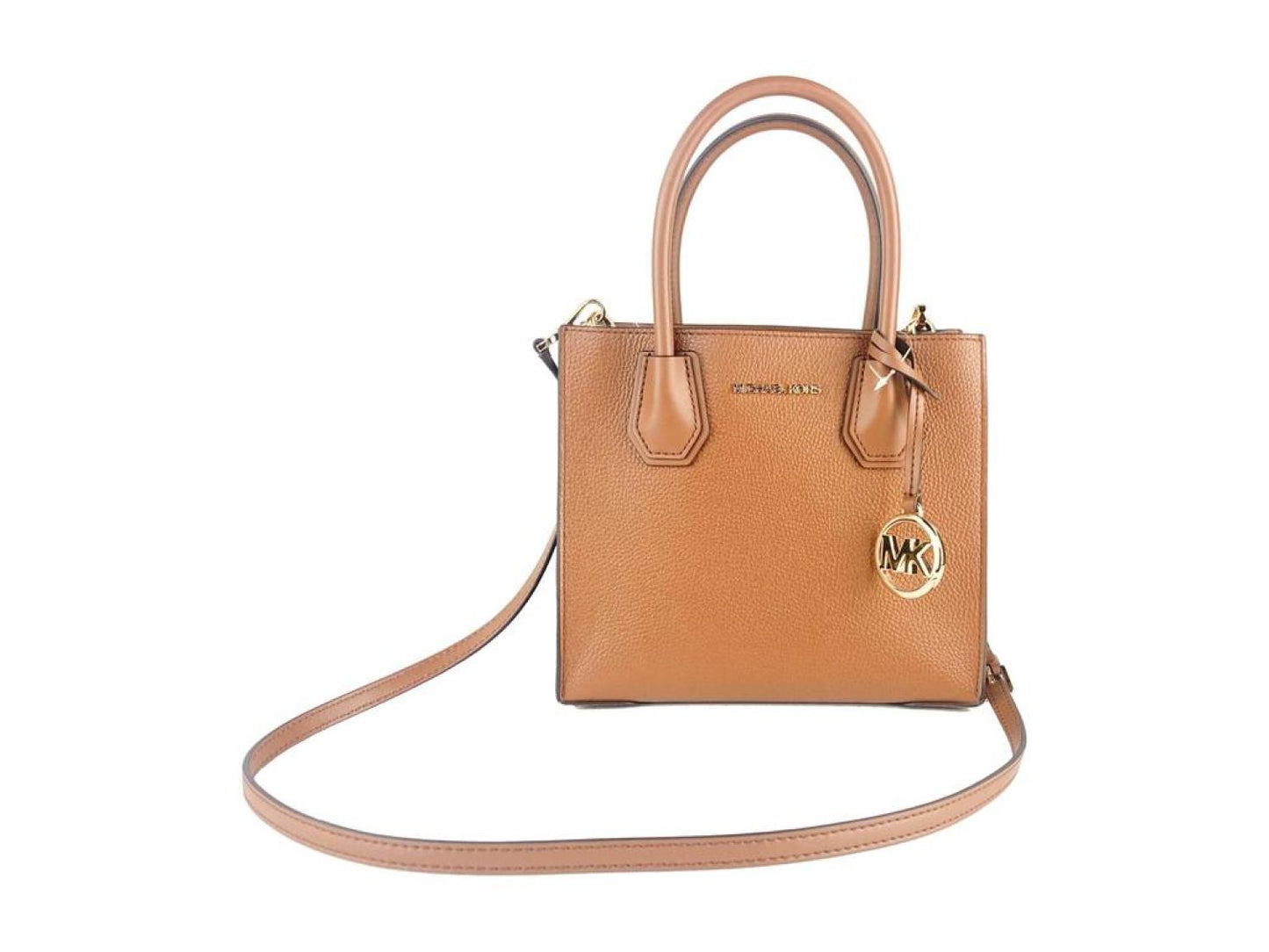 Michael Kors Mercer Medium Luggage Pebbled Leather Messenger Crossbody Women's Handbag