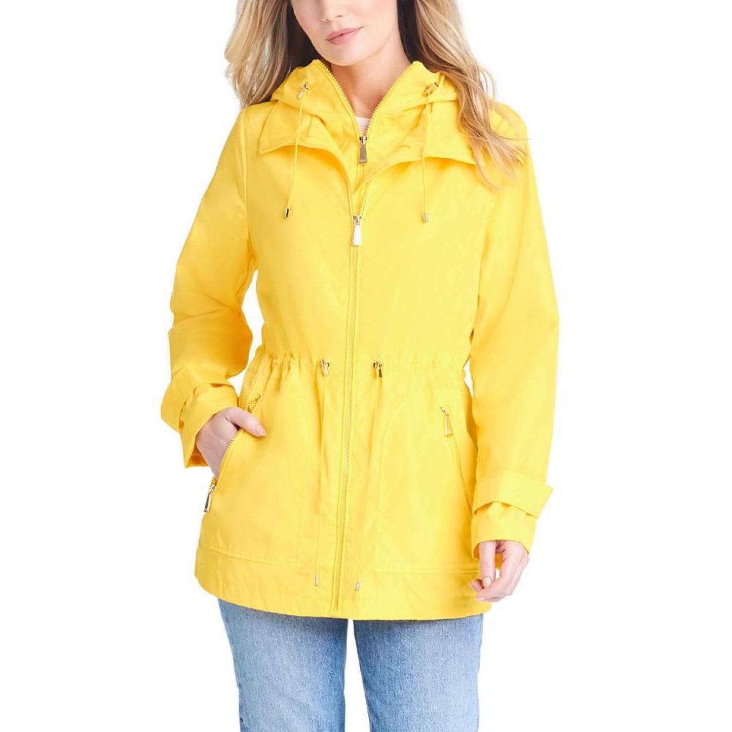Women's Short Anorak with Hooded Bib Jacket