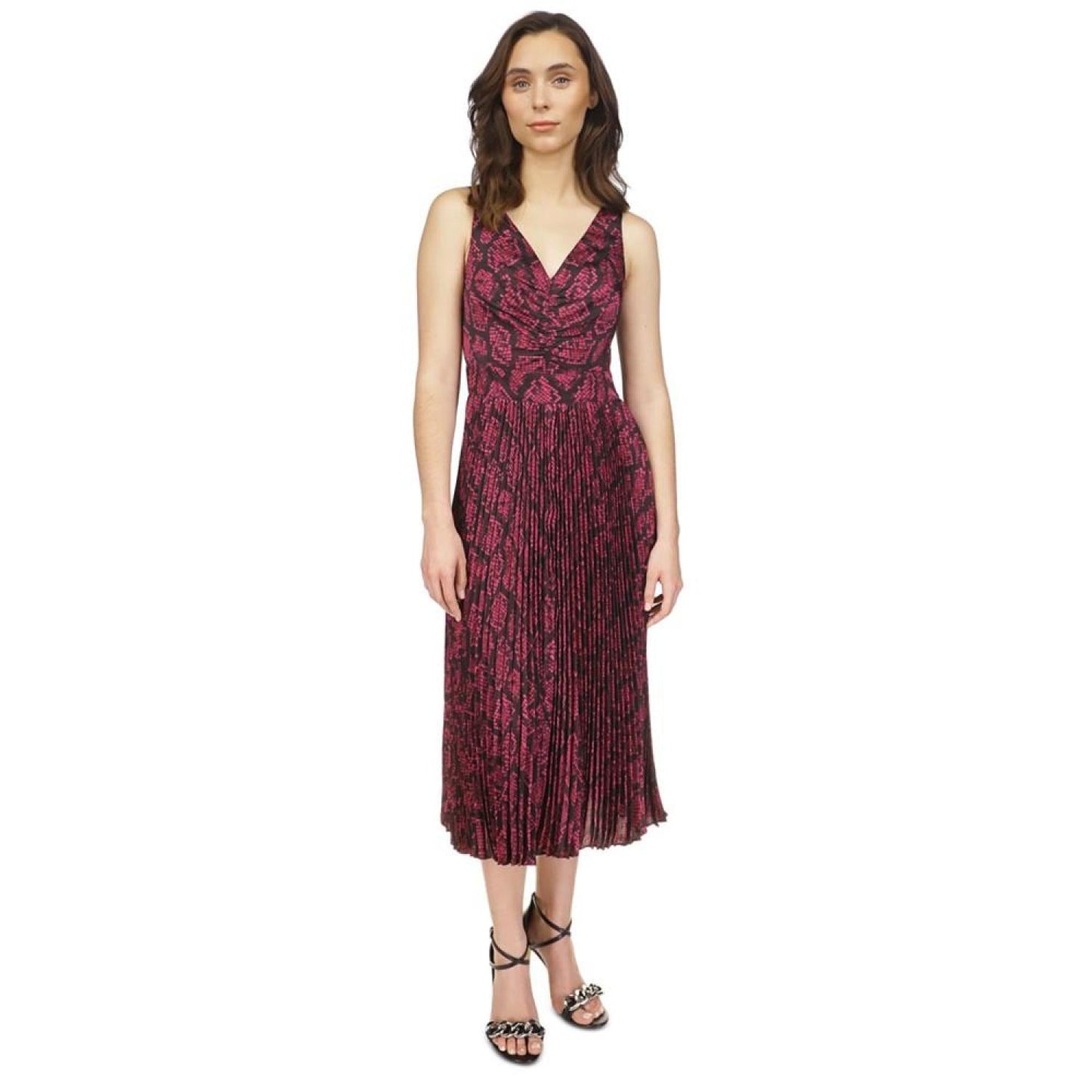 Women's Anaconda Printed Pleated Midi Dress
