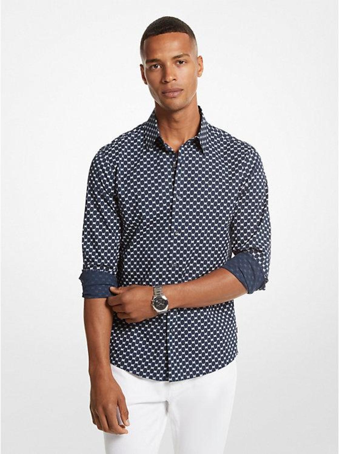 Stretch Cotton Logo Shirt