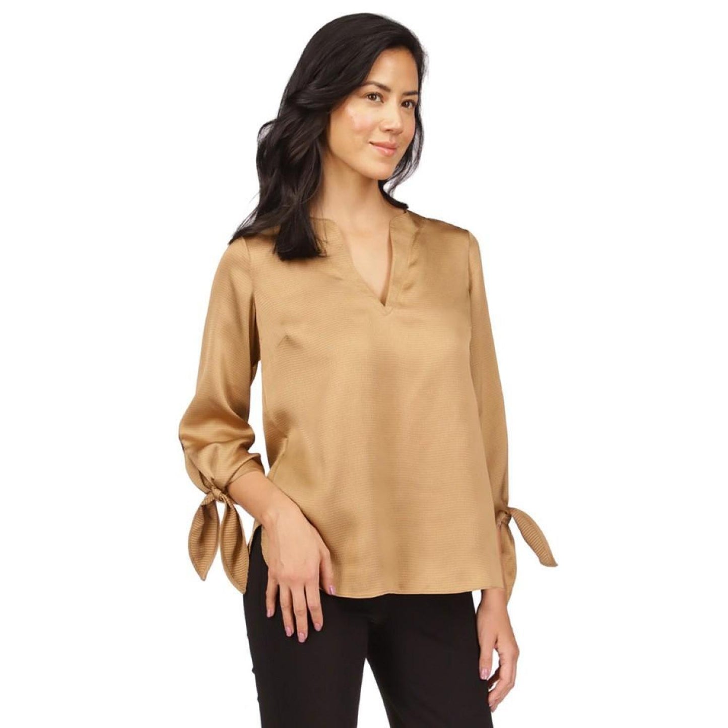 Women's Satin Tie Top, Regular & Petite
