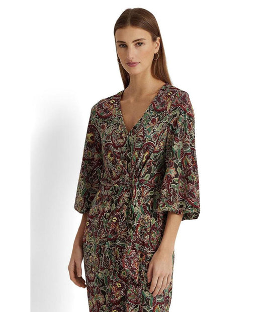 Petite Floral Jersey Tie Front Midi Dress