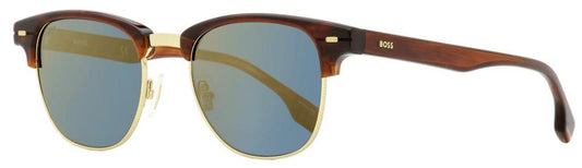 Hugo Boss Men's Browline Sunglasses B1381S T5UK1 Gold/Brown Horn 50mm